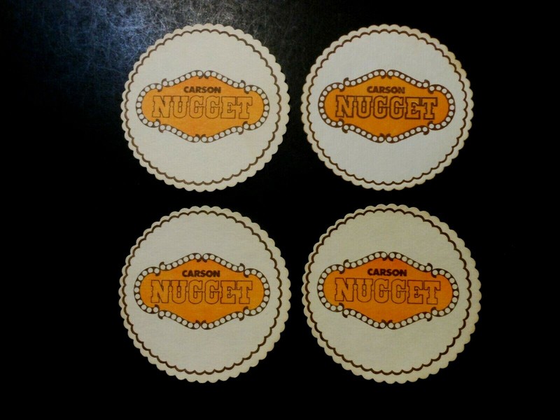 (4) CASINO BEER COASTERS CARSON NUGGET CASINO CARSON CITY, NEVADA   lightly used