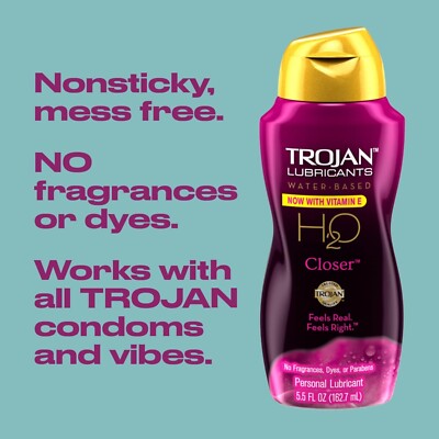 TROJAN Lubricants Water Based H2O Closer Personal Lubricant, 5.5 oz