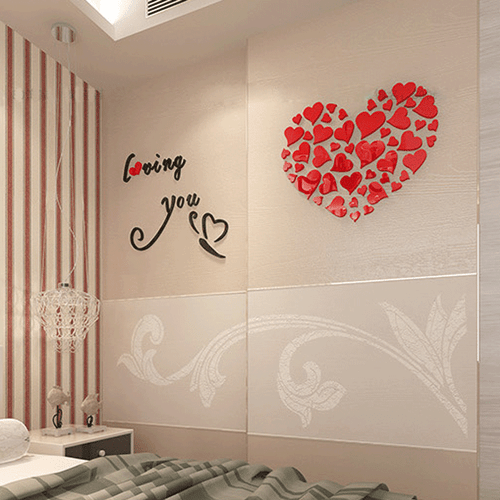 3D Mirror Lovely Heart Wall Sticker Decal DIY Home Mural Living Room House Decor - Picture 3 of 9