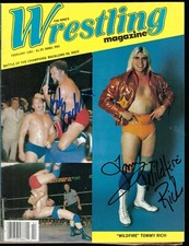 AM721  Bob Backlund  Wildfire Tommy Rich signed Vintage Wrestling Magazine w/COA