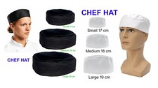 Chef Hat Round Professional Catering Food Preparation Kitchen Head Covered Black