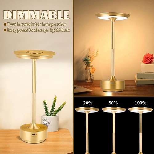 (Gold) Rechargeable Cordless Led Desk Lamp Touch Sensor Lamp 3 Modes Portable - Picture 7 of 23