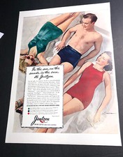 Jantzen Swimsuit Ad Pin Up 1940 Beach Man Fashion Clothing