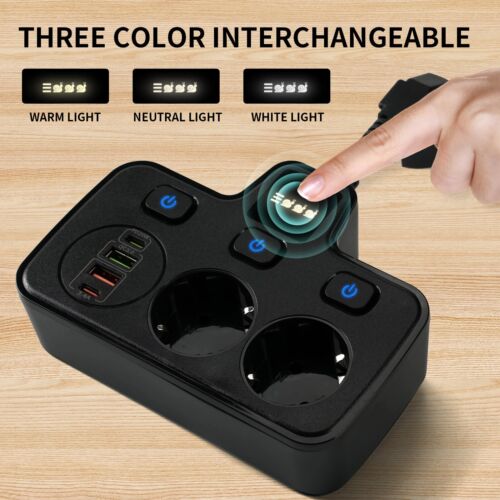 C03C Chargeur Prise Multiple Bloc Multiprises Prise de Table 2x USB Usb-C - Photo 5 sur 11