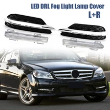 Pair LED DRL FOG LIGHT Lamp Cover for Mercedes Benz C-Class W204 C300 2011-2014