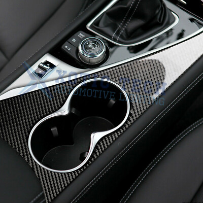 Real Carbon Fiber Cup Holder Panel Trim Cover For Infiniti Q50 & Q60 (2017-2024) 6 thumbnail image