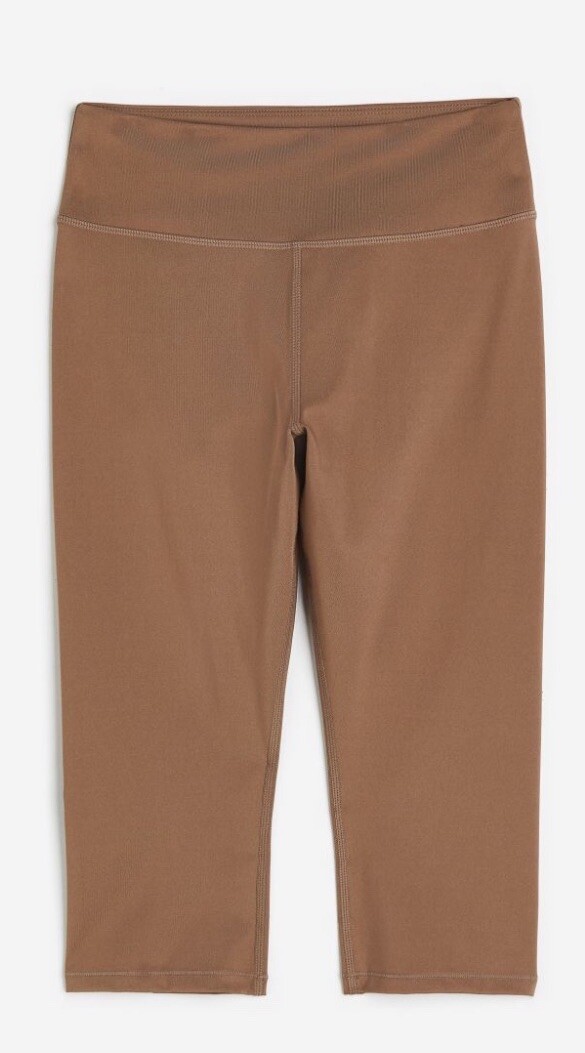 H an M Dry Move Brown Gym Leggings Size XL Capri Mole Tan High