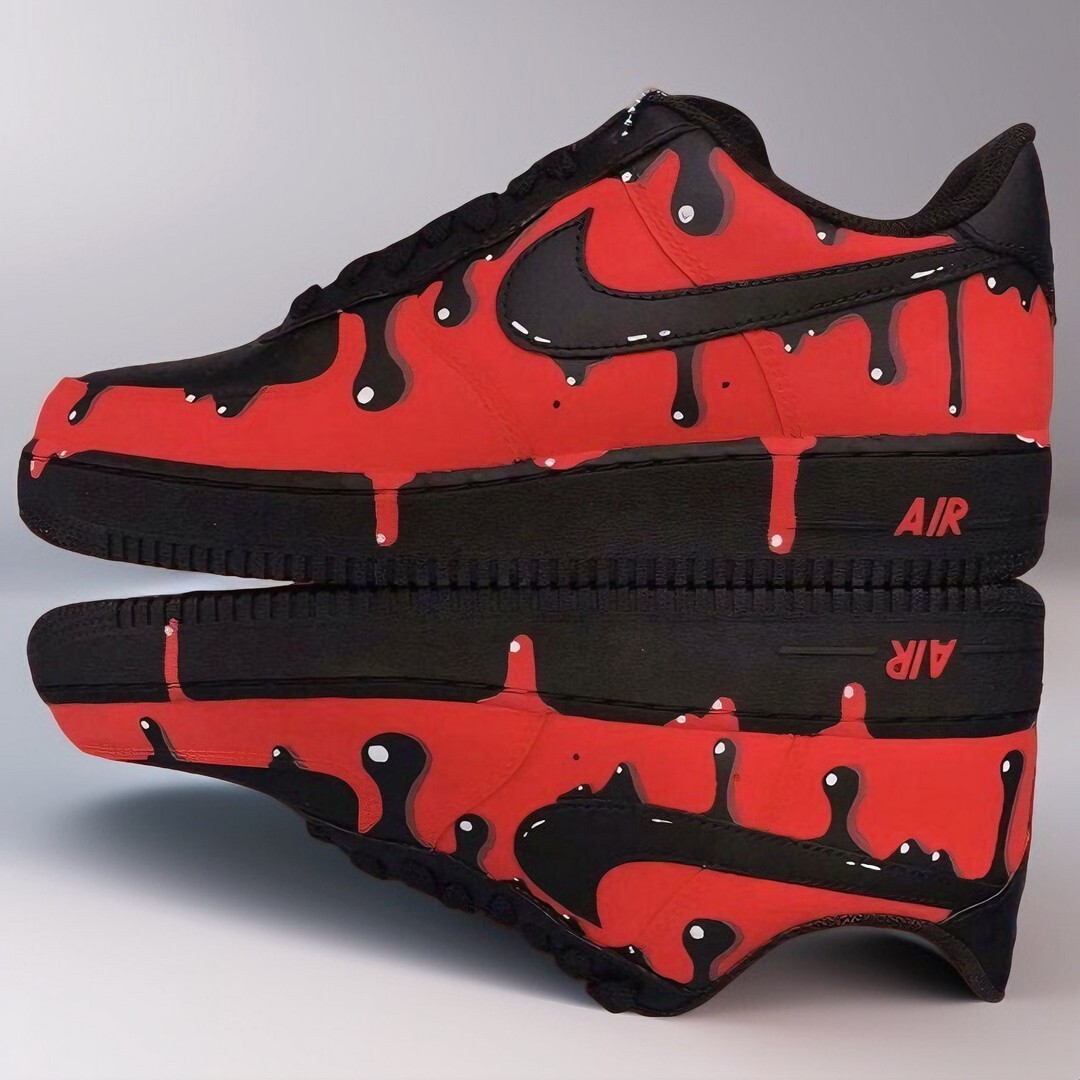 Custom Nike Air Force Shoes red drip