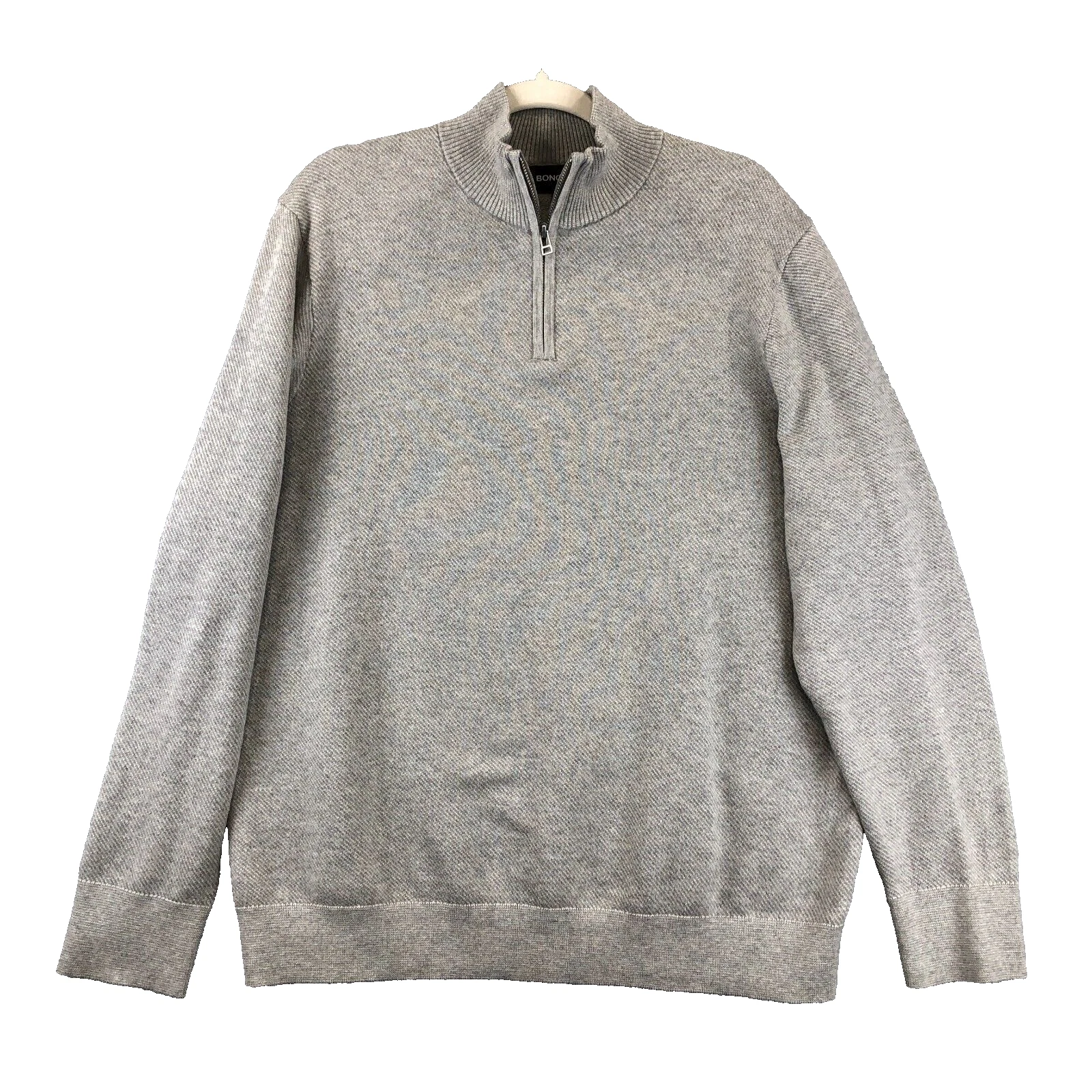Bonobos Mens Cotton Cashmere 1/4 Zip Golf Sweater Heather Gray XL Mockneck Soft