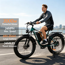 Dual Motor 3000W Electric Bike, 48V 25Ah, Fat Tire E-bike, 34MPH,Adult