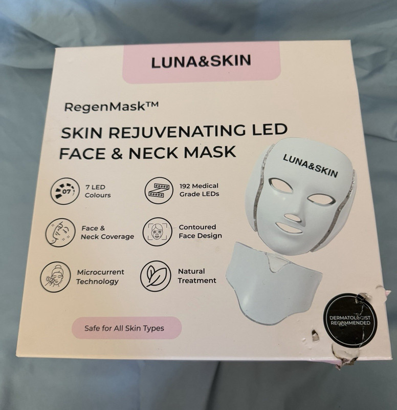 LUNA&SKIN RegenMask LED Light Therapy Face & Neck Mask w/ Controller, Adapter