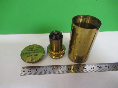 ANTIKES MESSINGOBJEKTIV 1/4 ZOLL OBJEKTIV COLLINS LONDON UK MIKROSKOP TEIL X3-B-21 - Bild 1 von 8