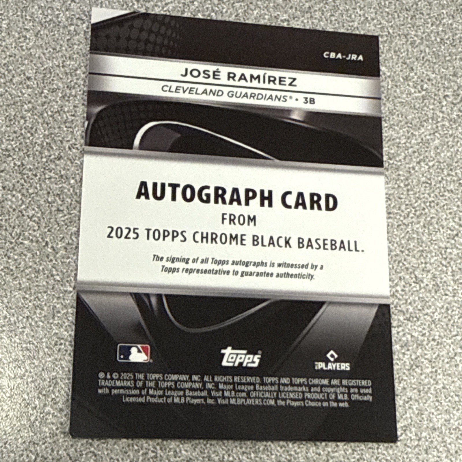 2025 TOPPS CHROME BLACK Jose Ramirez Auto True Gold #/50 Guardians MVP view 7