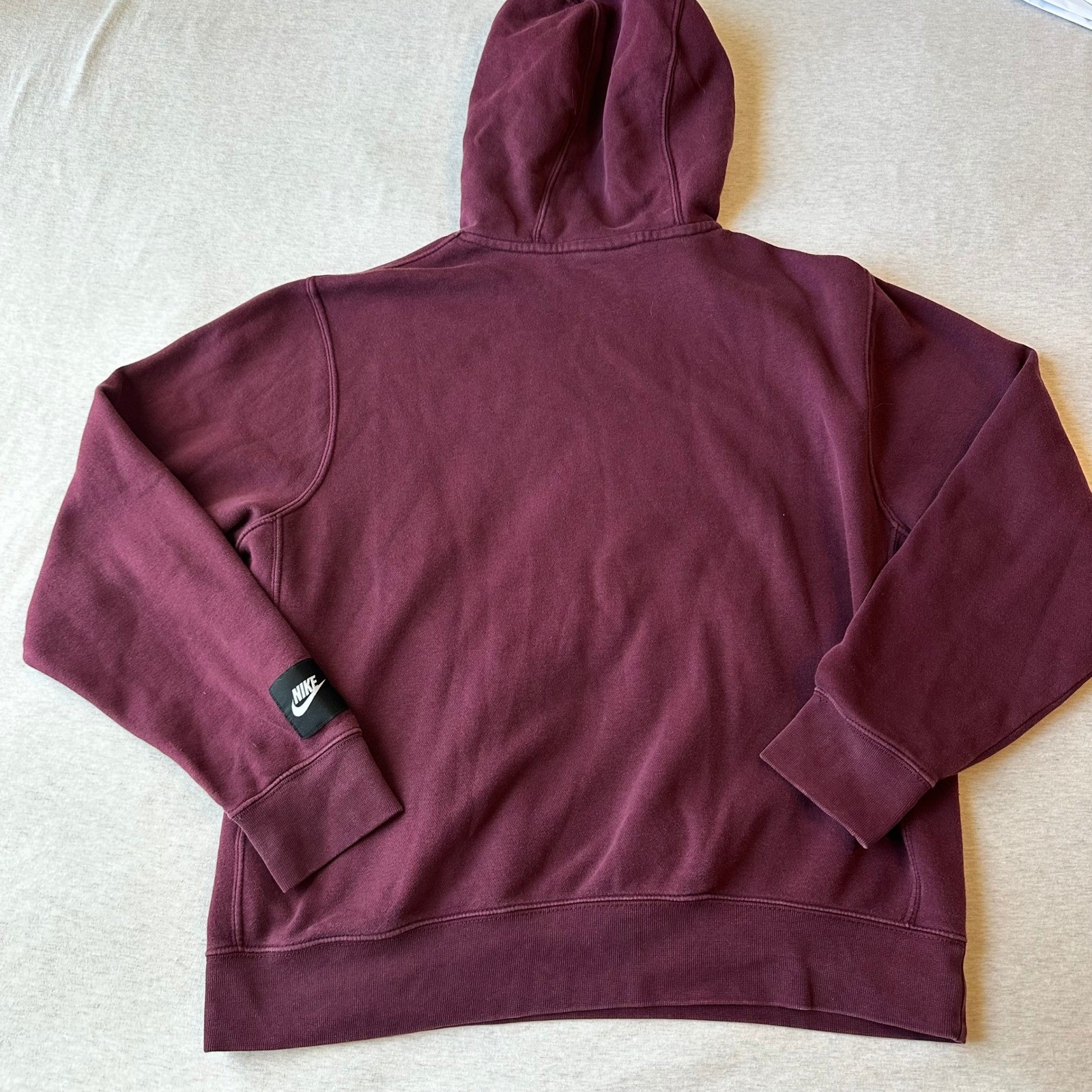 Nike Just Do It Hoodie Mens Medium Burgundy Maroon Fleece Pullover Graphic Logo thumbnail 7
