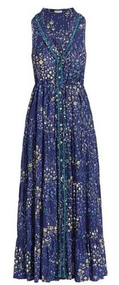 POUPETTE ST. BARTH NANA BLUE FLORAL MAXI DRESS SIZE MEDIUM - EUC