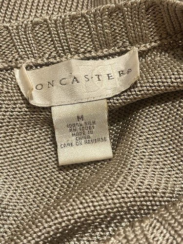 DONCASTER Tan 3/4 Sleeve 100% Silk V-Neck Blouse Top Size Medium - Picture 5 of 5