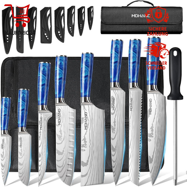 KüChenmesser Set 8-Teilig Profi Hochwertiger Edelstahl Extrem Scharf Mit-image