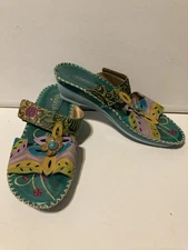 Socofy  Colorful Bohemian Slip-on Wedge Sandals Women's Size EU 40