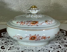 Vista Alegre Mottahedeh Pratochin Orange Red Covered Serving Vegetable Bowl Lid