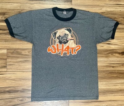 Universal Studios Men In Black Frank The Pug WHAT? Ringer T-Shirt Sz L MIB 2 