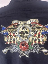 Red Kap Lucky 13 Shirt Mens XL Skull Revolvers American Flags Dice Rose