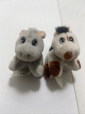 Vtg 1997 Galoob Pound Puppies Mini Horses 3" Plush Gray White Brown Spots