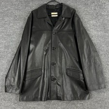 VTG Pierre Balmain Coat Mens XL Black Leather...