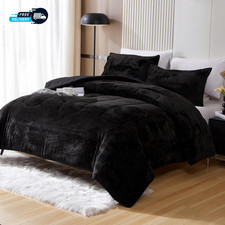 Faux Fur King Size Comforter Set Luxury Ultra Soft Fluffy Comforter Plush Fuzzy