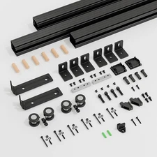 CCJH 6FT Box Rail Hardware Heavy Duty Sliding Barn Door Track Wall Mount Kit