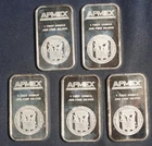 FIVE (5) APMEX 1 OZ .999 SILVER BAR ( 5 OZ TOTAL)  LOT 020428