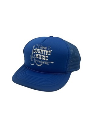VTG HEADMOST I Love Country Music Branson Blue Snapback Trucker Hat Mens 90 s