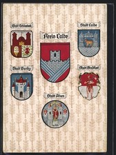 Künstler-AK Calbe /Saale, Stadtwappen, Wappe...