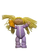 Vintage Cabbage Patch Kids Blonde Pigtails Teddy Bear Purple PJs Posable Figure