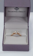 14k Rose Gold Center Oval Three Diamond Ring 1.21 C  - size 7 - Natural Diamonds