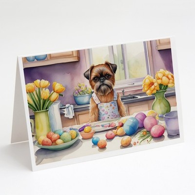 Caroline's Treasures Decorating Easter Brussels Griffon Greeting Cards Pack of 8