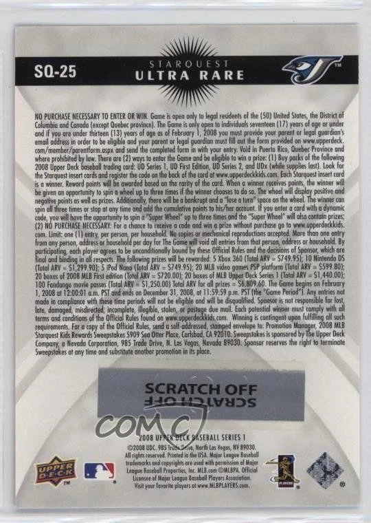 2008 Upper Deck Starquest Ultra Rare Frank Thomas #SQ-25 HOF - Image 2 of 2