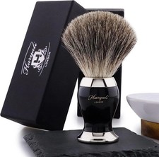 Haryali London Super Badger Shaving Brush for Men Metal Handle Beard Brush
