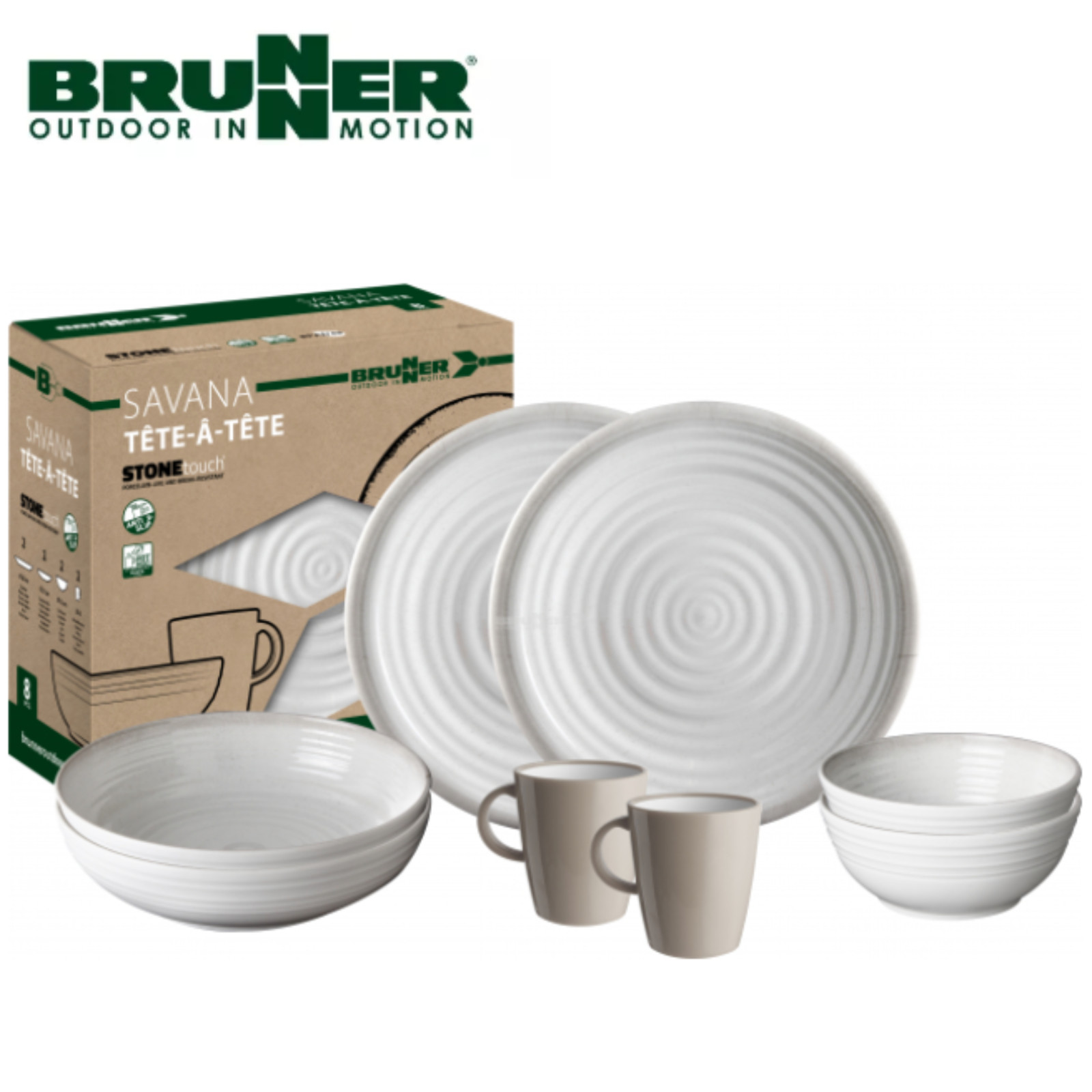 Brunner Savana 8pc Melamine Tête-à-Tête Tableware Set
