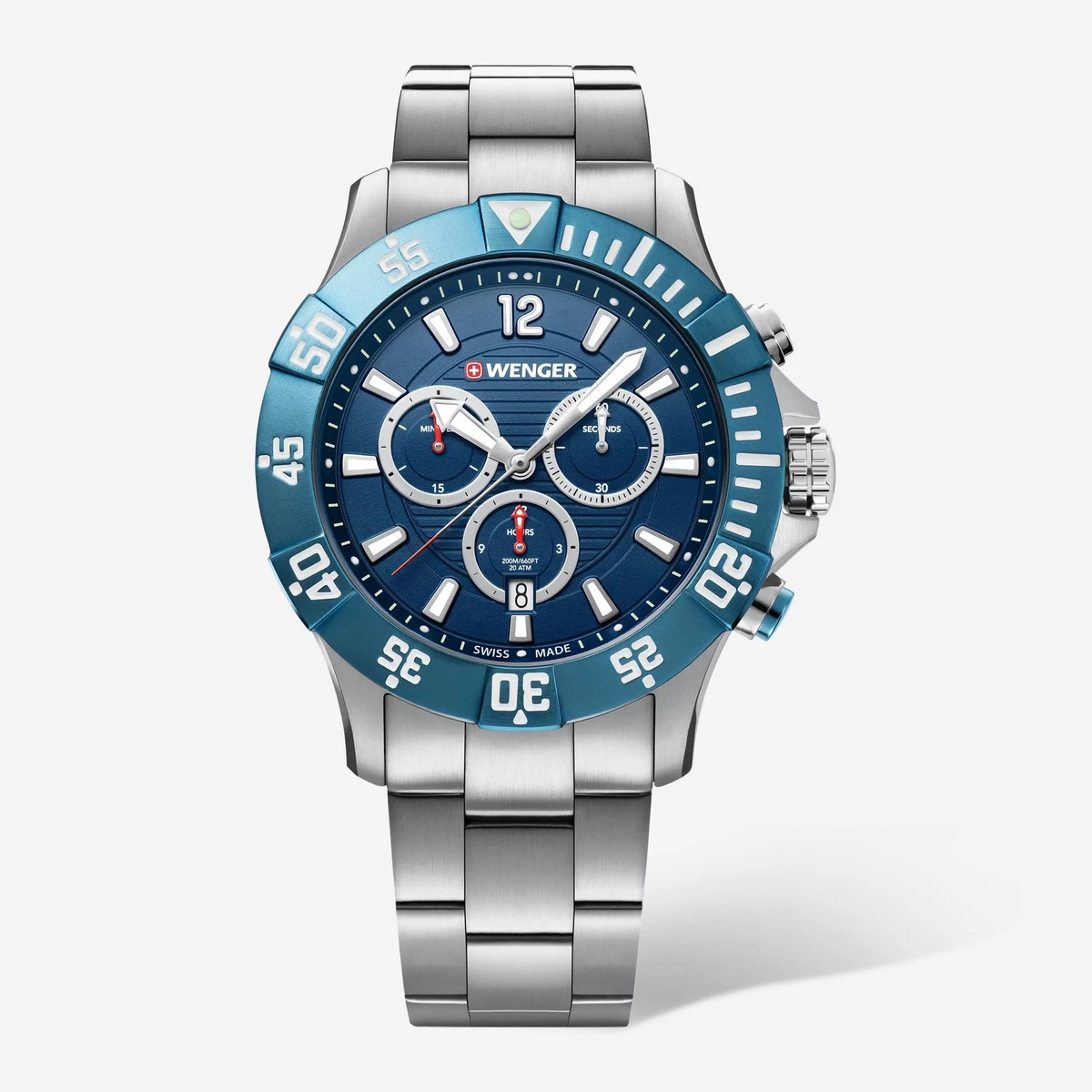 Wenger Swiss Army 7246X/T Blue Diver Watch Swiss Made 200M Quartz New Battery WENGER Swiss Army Diver Watch Date Indicator Swiss Quartz  main image 4