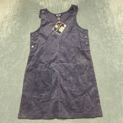 VTG French Toast School Wear Corduroy Jumper Dress Girls 16 Navy Blue Pockets