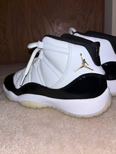 Jordan Air Jordan 11 Boys 7Y White/Black High Top Leather Lace-Up Sneaker