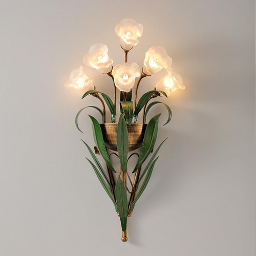Elegant Vintage Flower Wall Sconce with Frosted Glass Shade for Any Room G2U