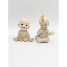 Vtg Kelvin Kewpie Style Bisque Dolls Set of 2 Hand Painted Charming Japan
