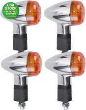12V Motorcycle Turn Signal Lights Amber Chrome Bullet Front Rear Indicators 4