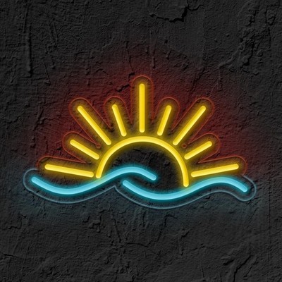 Sunrise & Sunset Wave Neon Sign Set USB Dimmable LED Lights for Beach Coastal...