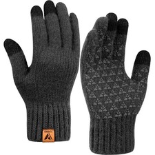 Winter Knit Gloves for Men Women - Touch Screen, Anti-Slip, Fleece Lined