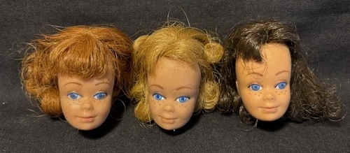 3 VINTAGE  MIDGE HEADS Barbie Friend Blonde, Brunette & Titian