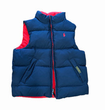 Polo Ralph Lauren Boys M/L Reversible Blue/Red Down Puffer Vest Full Zip Pockets