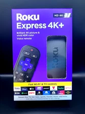Roku Express 4K+ | Roku Streaming Device 4K/HDR with Voice Remote New in Box