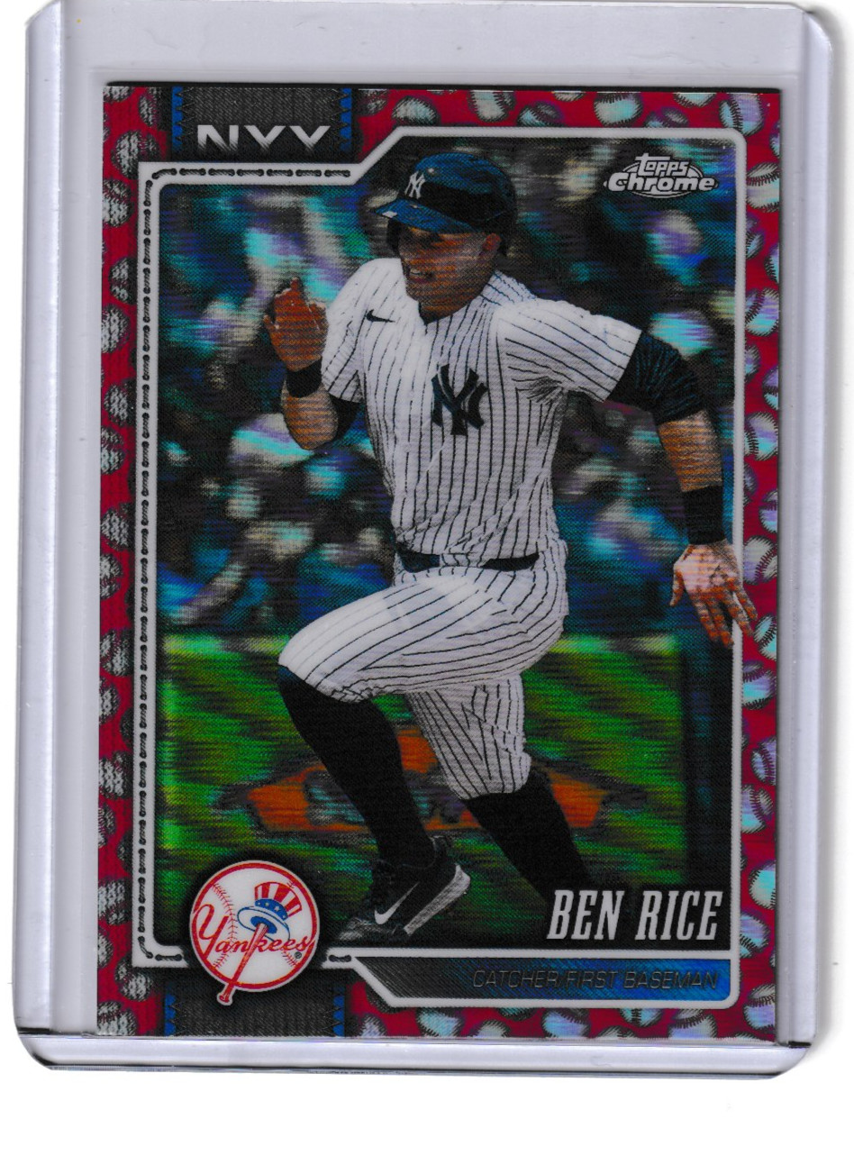2026 TOPPS CHROME BEN RICE SSP RED BASEBALL SEAM REFRACTOR NY Yankees #295